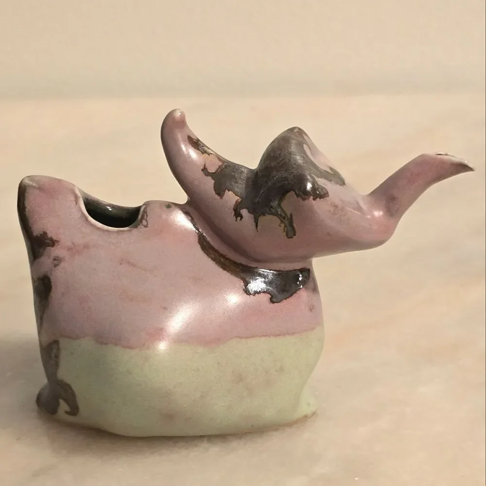 Studio Pottery Crazy Teapot Creamer Avant-garde Pitcher